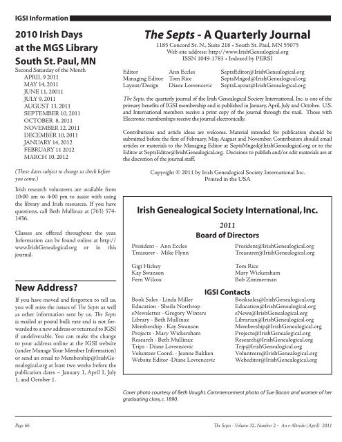 (April) 2011 - Irish Genealogical Website International
