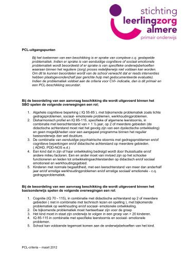 overzicht van de PCL-criteria - Stichting Leerlingzorg Almere