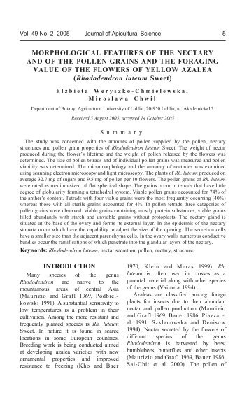 MORPHOLOGICAL FEATURES OF THE NECTARY ... - Jas.org.pl