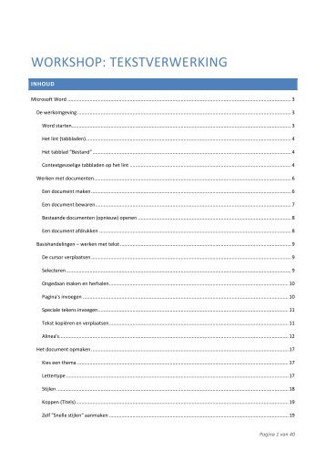 WORKSHOP: TEKSTVERWERKING
