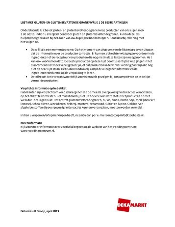 Glutenvrije en glutenbevattende granenvrij 1 de Beste ... - Dekamarkt