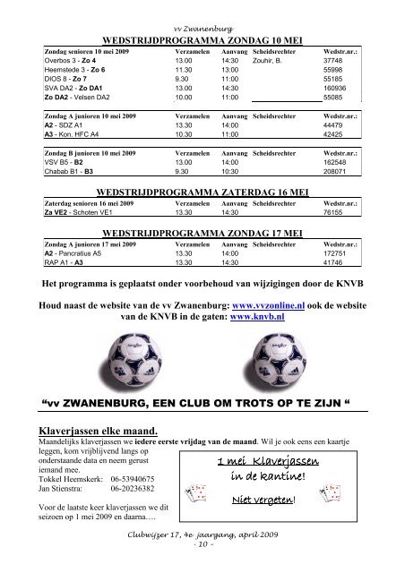 Clubwijzer 17 - vv Zwanenburg