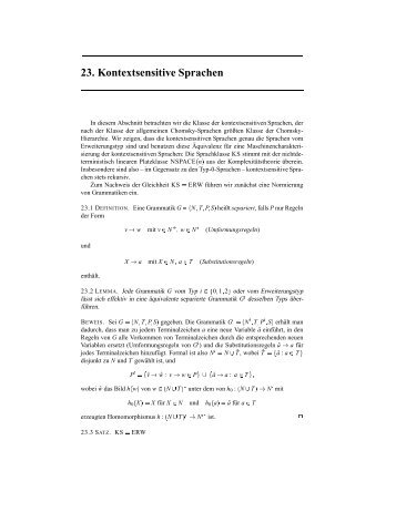 23. Kontextsensitive Sprachen