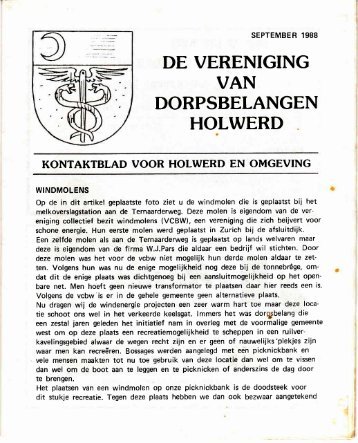 DE VERENIGING DORPSBELANGEN HOLWERD - Holwerd Online