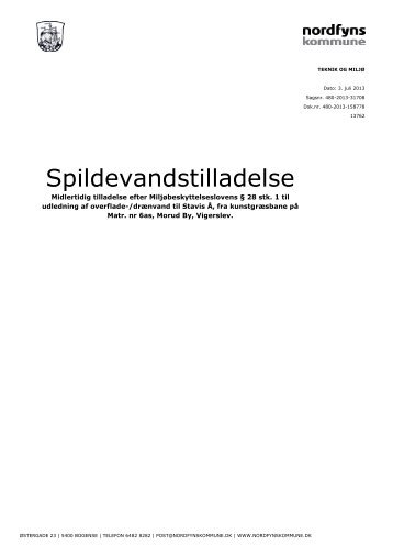 Spildevandstilladelse til Morud IF-Fodbold - Nordfyns Kommune