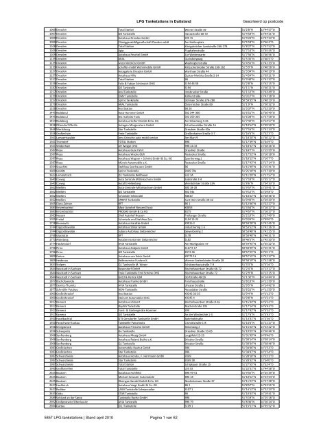 LPG Tankstations in Duitsland Gesorteerd op postcode 5857 ... - Jan