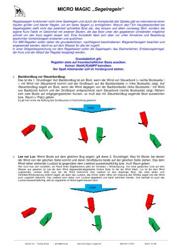 Die MM-Segelregeln - Micro Magic RC-Segeln