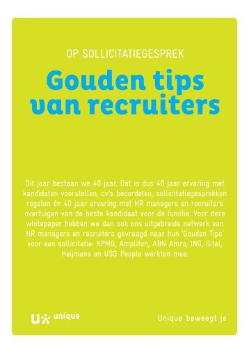 Gouden tips van recruiters - Unique