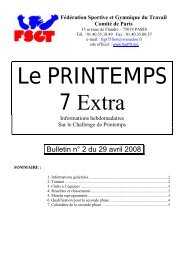 Bulletin n°2 - Le challenge du Printemps FSGT