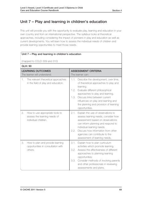 CACHE Level 3 Award/Certificate/Diploma in Child Care and ...