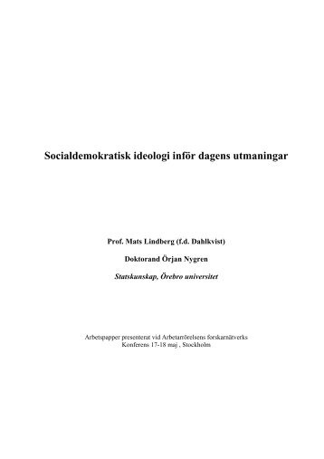 Socialdemokratisk ideologi inför dagens utmaningar