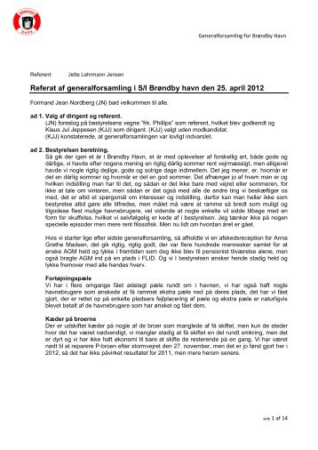 Generalforsamling 25 - 4 - 2012 - Brøndby Havn