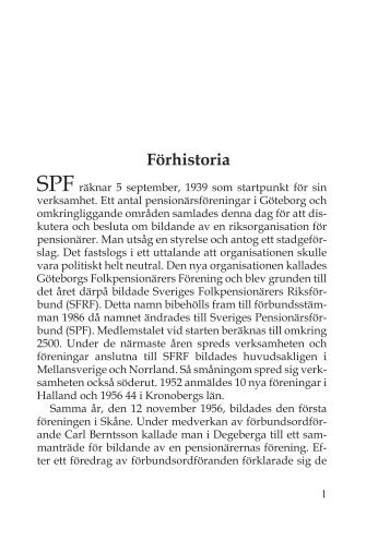 SPF:s historia - Sveriges Pensionärsförbund