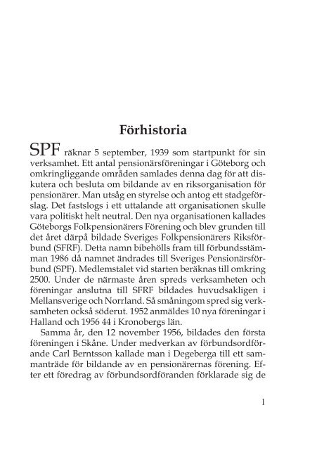 SPF:s historia - Sveriges Pensionärsförbund