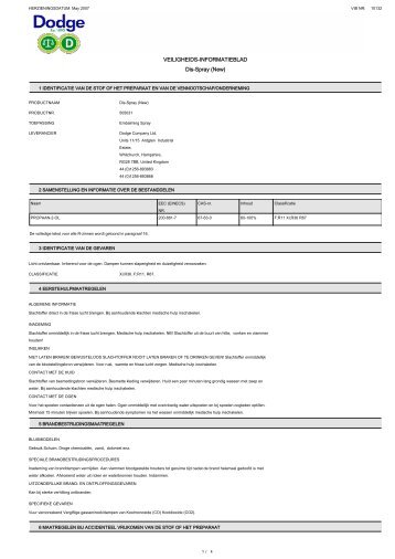 VEILIGHEIDS-INFORMATIEBLAD Dis-Spray (New) - The Dodge ...
