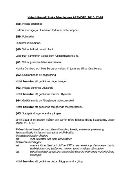 Protokoll från årsmötet 2010-12-01 (pdf) - VMF - SLU
