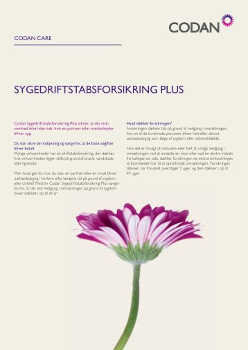 SYGEDRIFTSTABSFORSIKRING PLUS - Codan Forsikring A/S