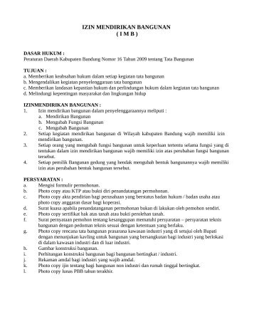 izin mendirikan bangunan ( imb ) - Pemerintah Kabupaten Bandung