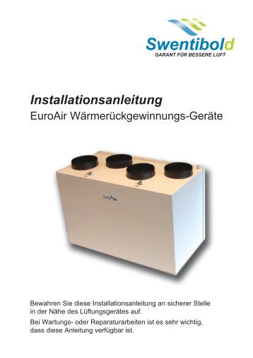 Installationsanleitung EuroAir ... - Swentibold GmbH