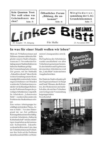 Ausgabe Nr. 21 vom 24. November 2008 - DIE LINKE. Halle /Saale