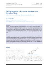 Cholesterolgehalte in Fischereierzeugnissen vom Deutschen Markt