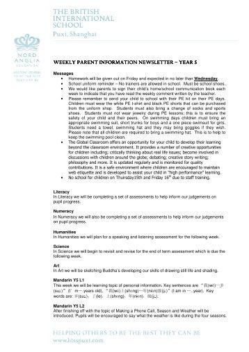 WEEKLY PARENT INFORMATION NEWSLETTER WEEKLY ...