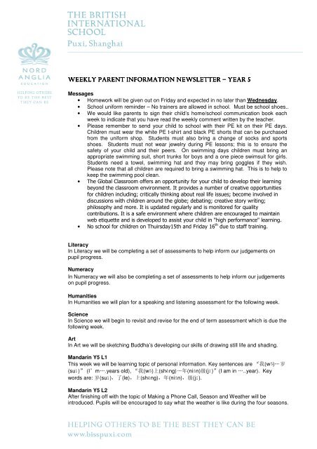 WEEKLY PARENT INFORMATION NEWSLETTER WEEKLY ...