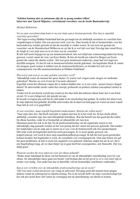 Interview Tjeerd Mijnster Nederlandse Montessori Vereniging