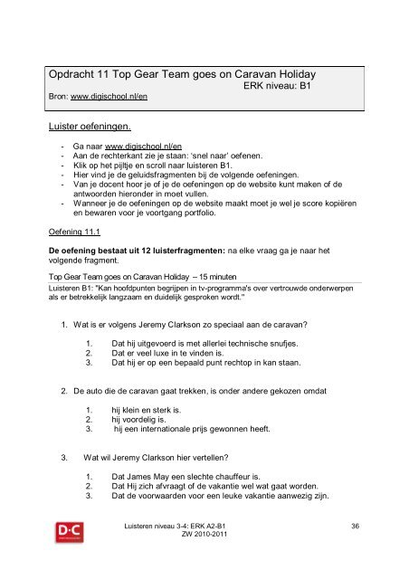 Engels niveau 3 en 4 Luisteren A2 – B1 - Drenthe College