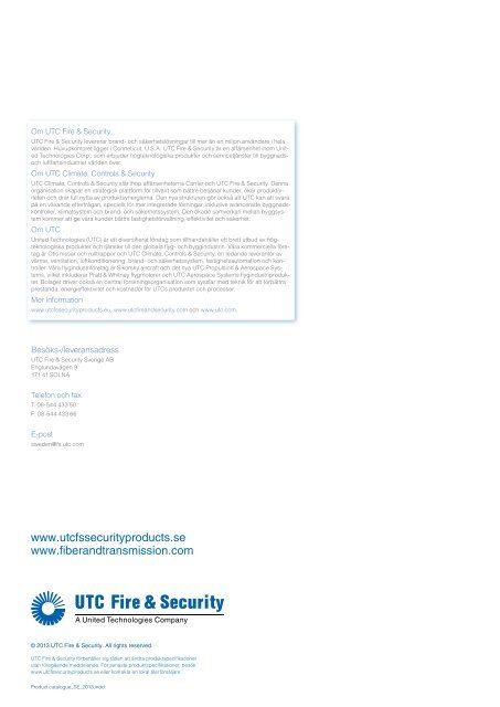 UTC Fire & Security Sverige Produktkatalog 2013