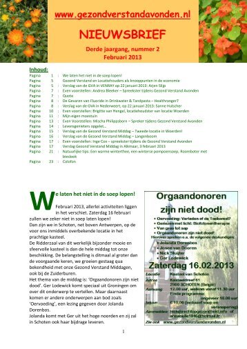 2013-02 - Nieuwsbrief 2 - Gezond Verstand Avonden