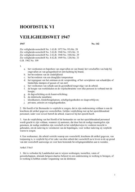 HOOFDSTUK VI VEILIGHEIDSWET 1947 - Republiek Suriname