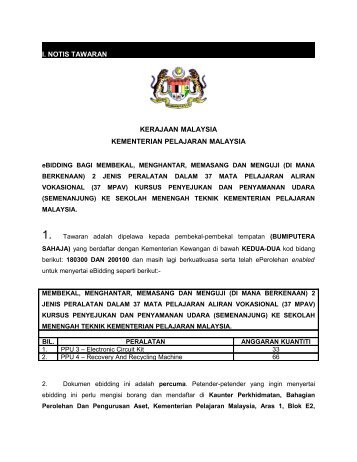 i. notis tawaran kerajaan malaysia kementerian pelajaran malaysia