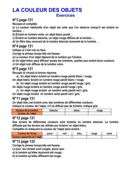 Réponses aux exercices - Ecahier