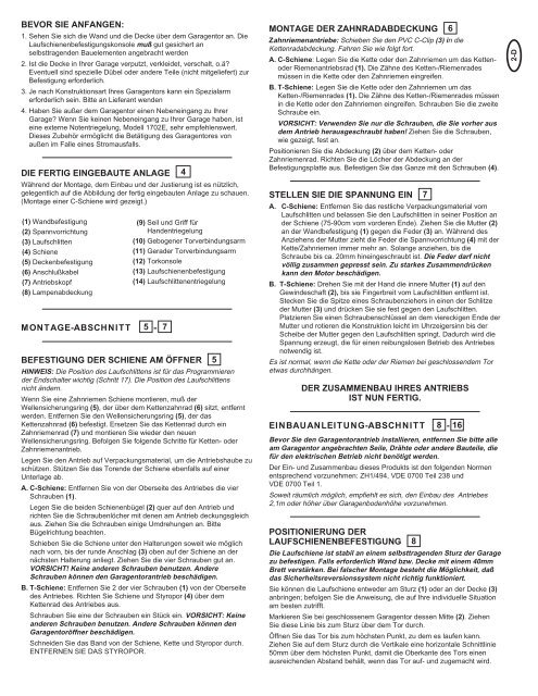 Garagentoröffner Modell LiftMaster 1000, 800, 600 Instructions