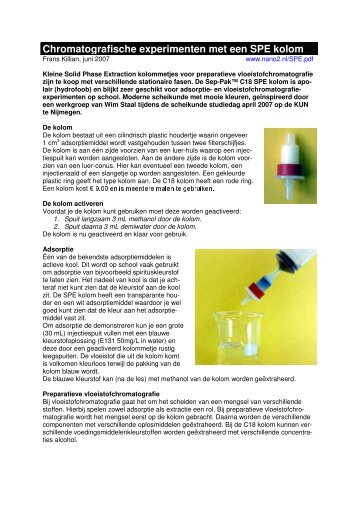 Chromatografische experimenten met een SPE kolom - Nano2