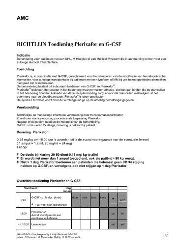 mobilisatie met plerixafor - AMC Hematologie