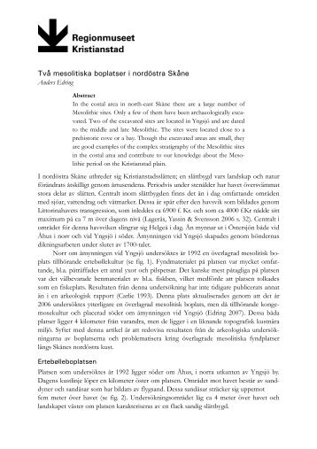 Två mesolitiska boplatser i nordöstra Skåne (2008) - 372kb