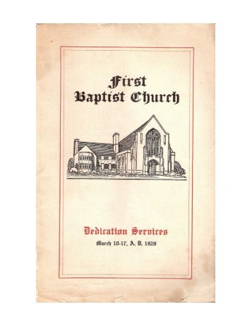 Dedication Program booklet - First Baptist Birmingham