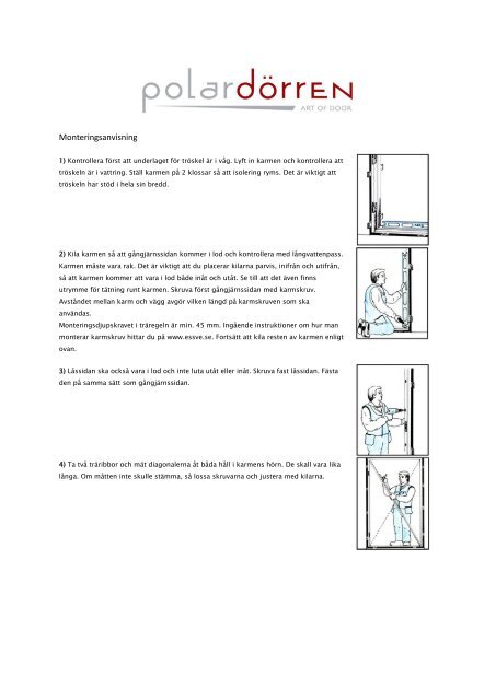 Monteringsanvisning ytterdörr (pdf) - Hemfint.se