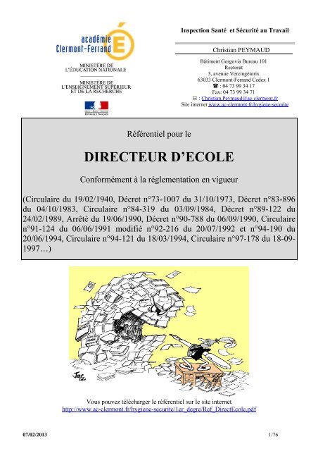 DIRECTEUR D'ECOLE - Académie de Clermont-Ferrand