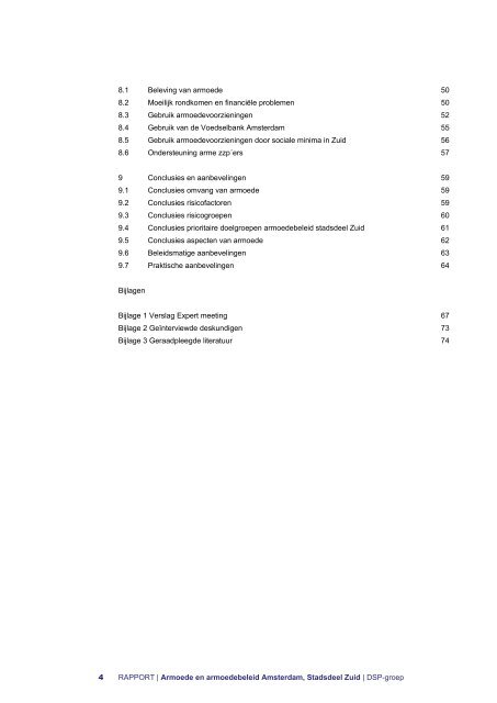 Armoede en armoedebeleid Amsterdam, Stadsdeel Zuid - DSP-groep