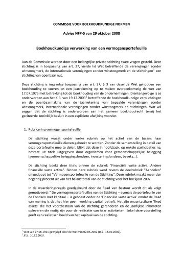 Boekhoudkundige verwerking van een vermogensportefeuille