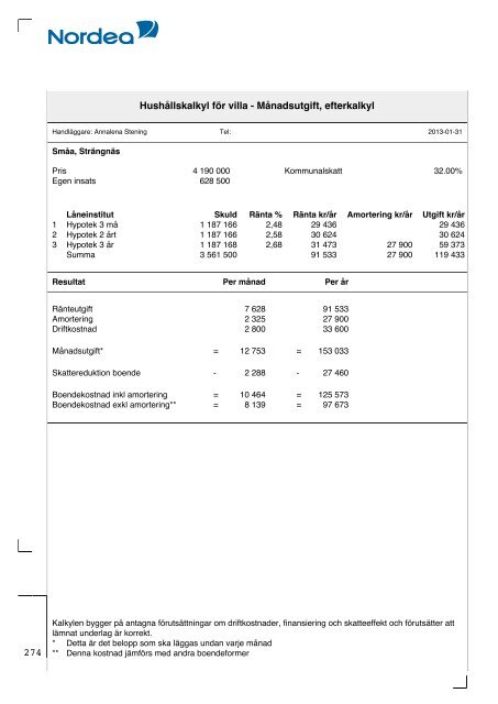 Nordea Hushållskalky 15 % insats 20130131 Mariehovsviken - Småa