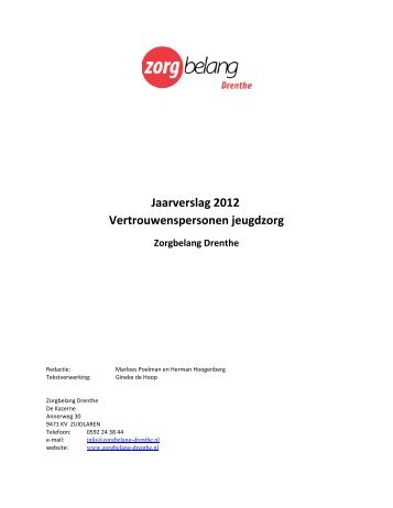 Jaarverslag 2012 Vertrouwenspersonen jeugdzorg - Zorgbelang ...