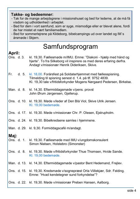 program 12 sider i farver - Indre Mission I Skive