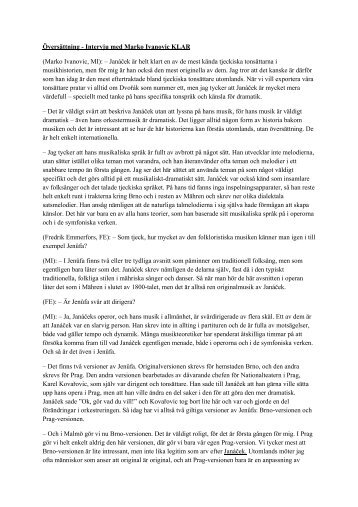Översättning - Intervju med Marko Ivanovic KLAR ... - Malmö Opera