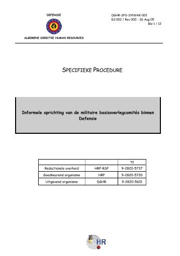 SPECIFIEKE PROCEDURE - VSOA Defensie