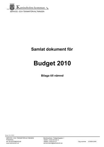 Budget 2010 - Katrineholms kommun