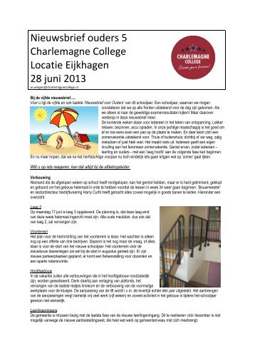 Nieuwsbrief ouders 5 Charlemagne College Locatie Eijkhagen 28 ...